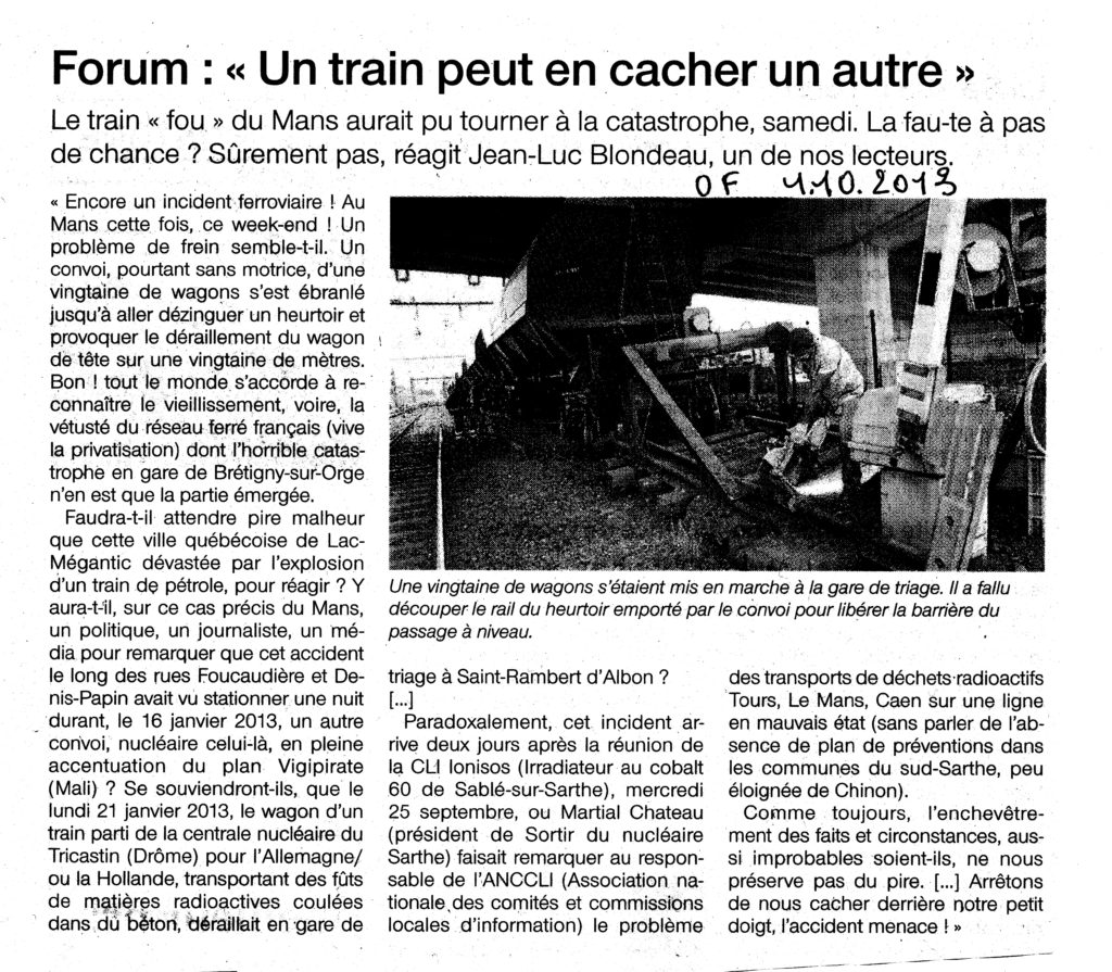 Article OF de JLB sur transports nucléaires