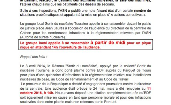 Tract appel au procés Dir cent de Chinon à Tours